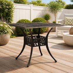 Garden Table Outdoor Furniture Cast Aluminium Brown Patio Tea Table with