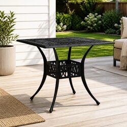 Stylish Outdoor Patio Table with Umbrella Hole 90x90x73cm
