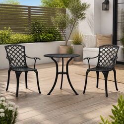 Black Bistro Set for Outdoor Relaxation - 3 Piece Furniture