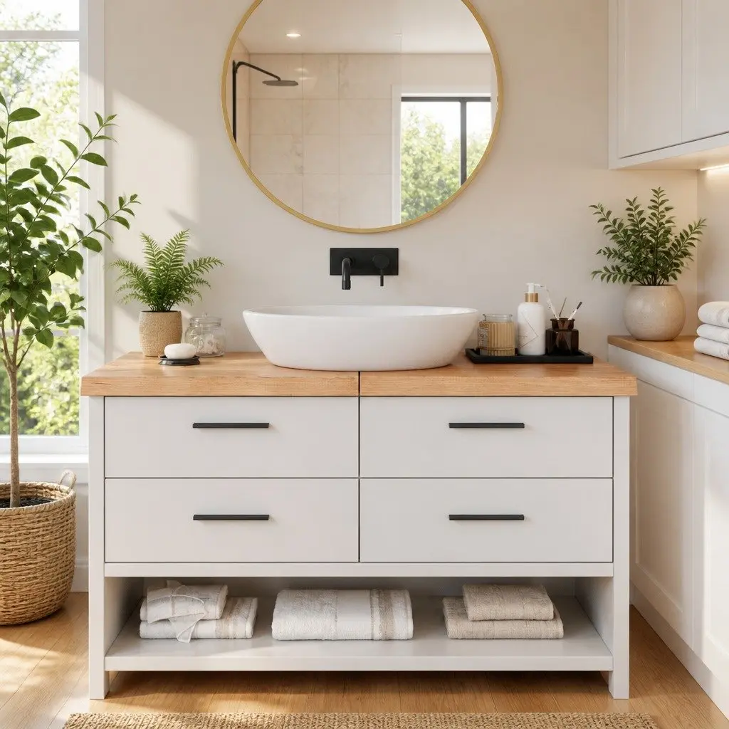 Bathroom Countertop 140x50x6 cm Solid Oak Wood Handmade Live Edge Varnished Surface