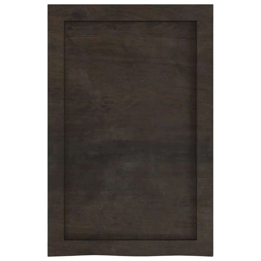 Bathroom Countertop 40 x 60 cm Solid Oak Wood Dark Treated Surface Handmade Live Edge
