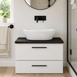 Stylish Dark Brown Solid Oak Bathroom Vanity Top 80x50cm