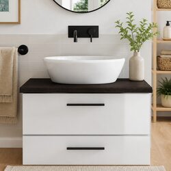 Bathroom Countertop Solid Oak Wood Dark Brown Worktop Vanity Top 80x60cm