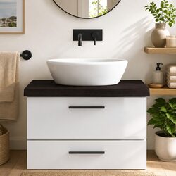 Bathroom Countertop Vanity Top Wooden Worktop Dark Brown Treated Solid Wood