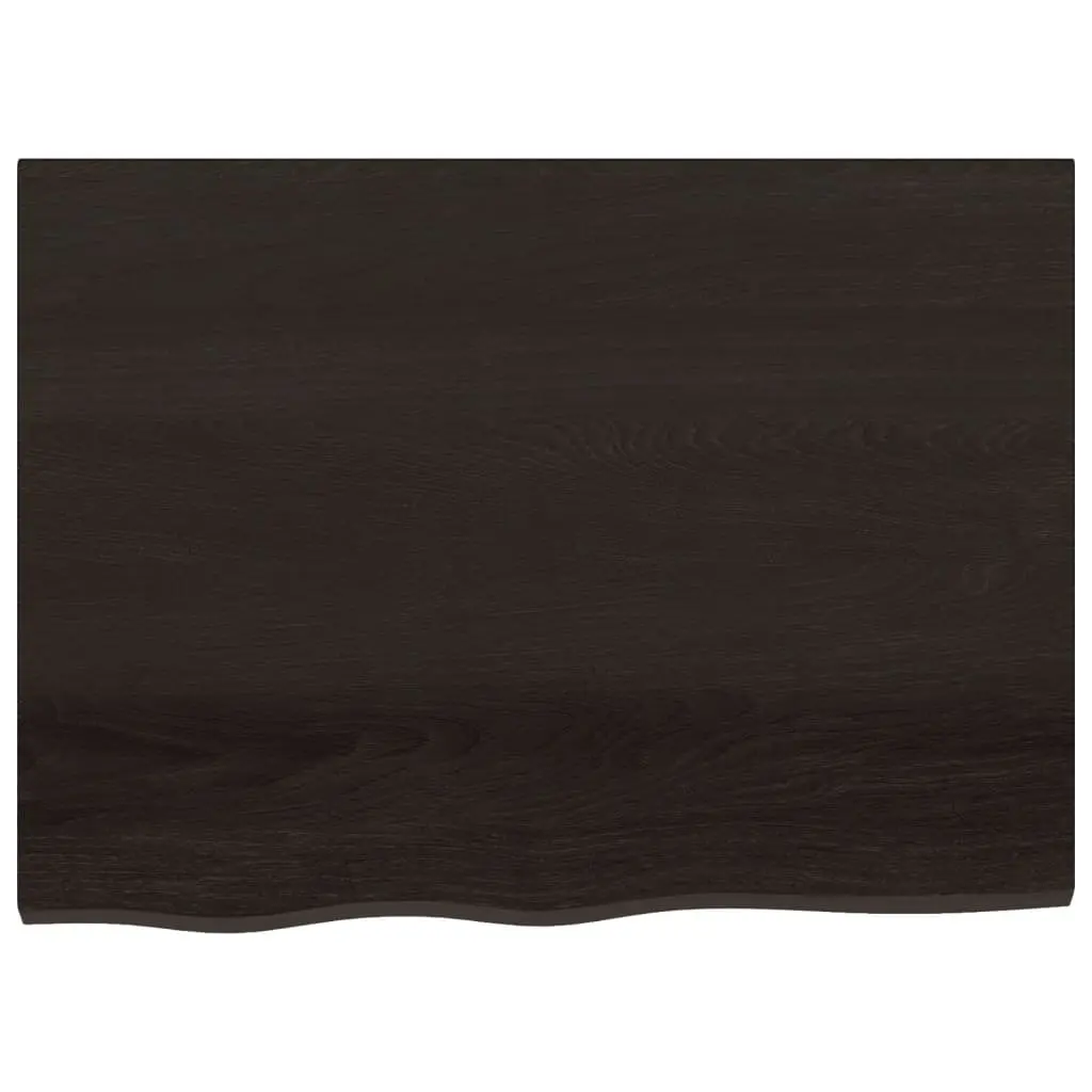 Bathroom Countertop Vanity Top 80 x 60 cm Handmade Solid Oak Wood Dark Brown Treated Surface