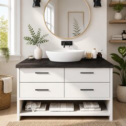 Handcrafted Dark Brown Oak Bathroom Countertop 100x50x6 cm