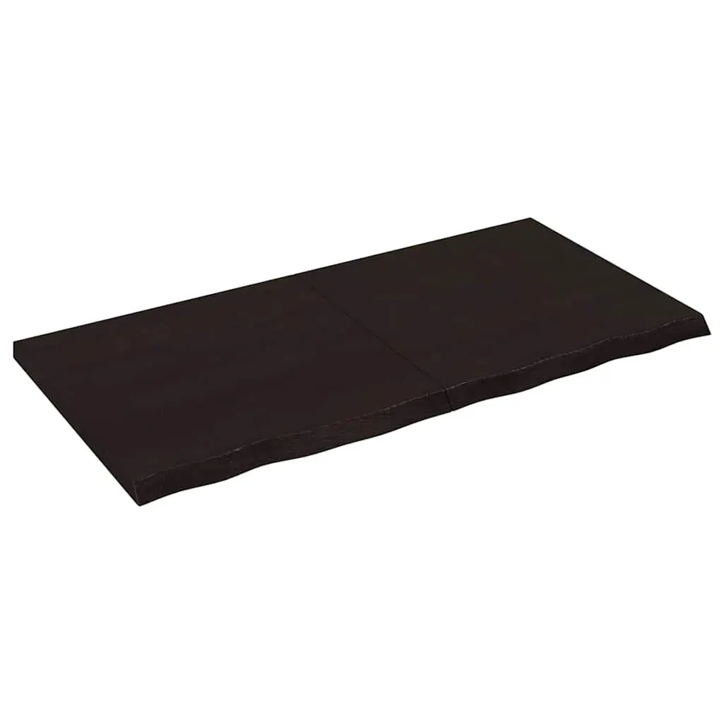 Solid Wood Bathroom Countertop 120 x 60 cm Handmade Live Edge Dark Brown Oak Vanity Top