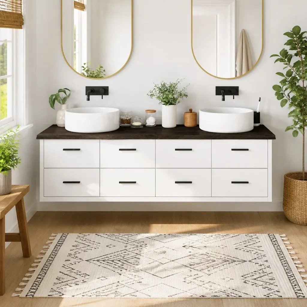 Bathroom Countertop 180x60x4cm Solid Oak Wood Dark Brown Treated Handmade Live Edge