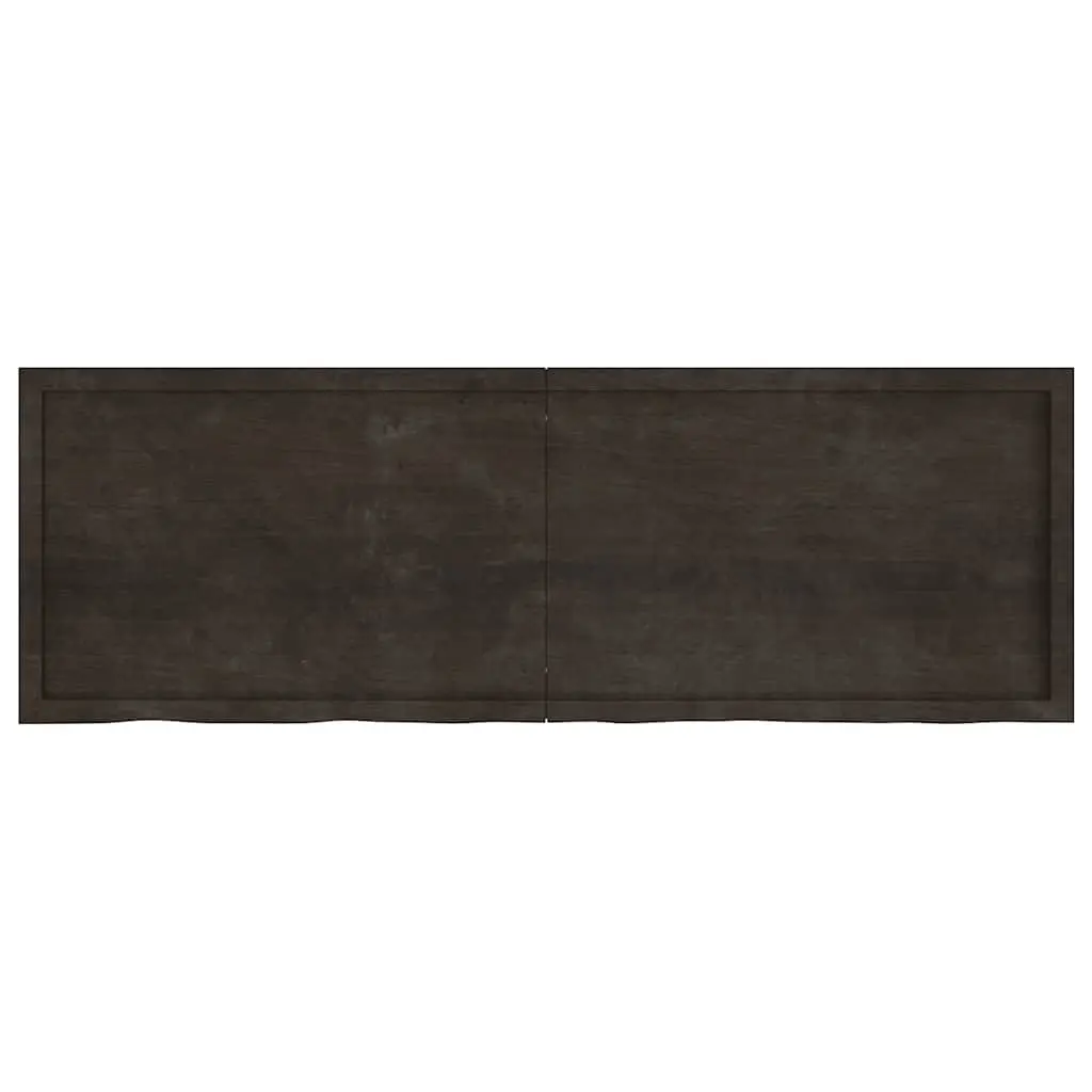 Bathroom Countertop 180x60x4cm Solid Oak Wood Dark Brown Treated Handmade Live Edge