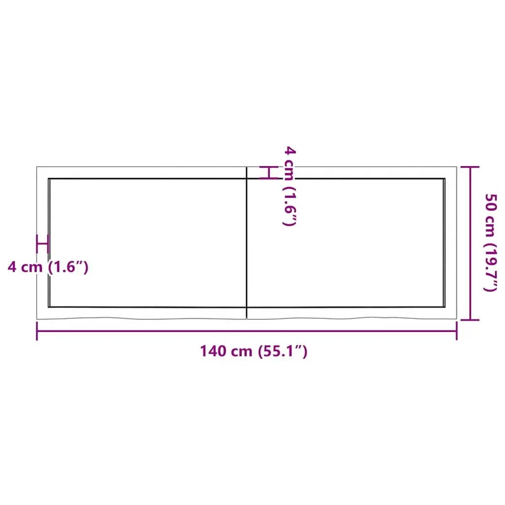 Solid Oak Wood Table Top Brown 140x50x6 cm Treated Folding Replacement Board