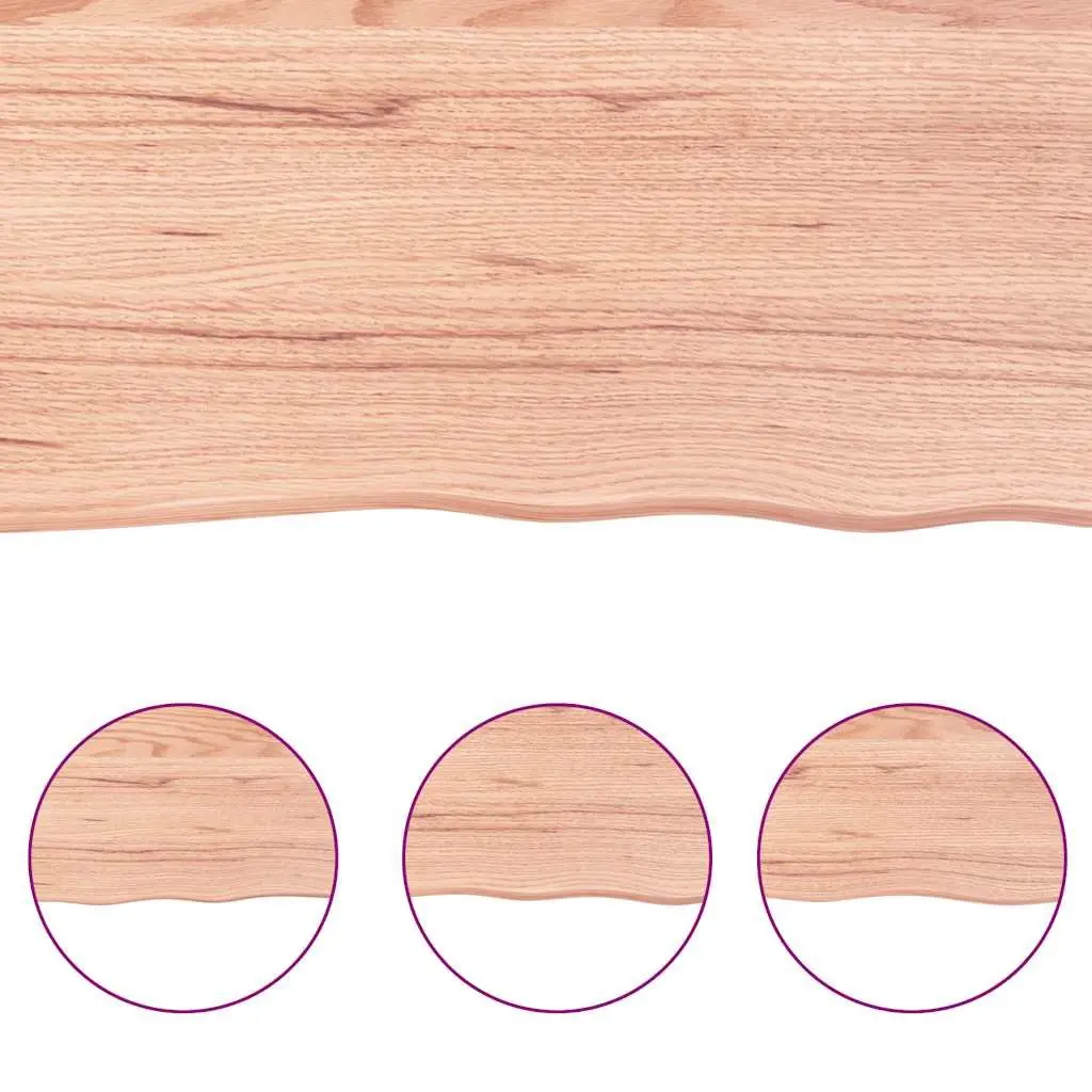 Wooden Table Top Solid Oak Brown 140x60x6 cm Replacement Treated Natural Live