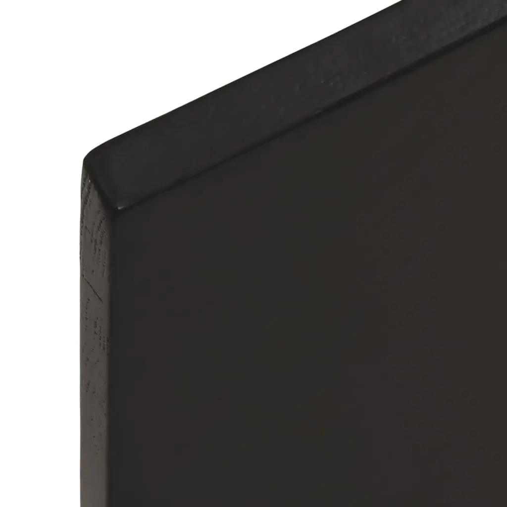 Solid Oak Wood Table Top 60x60x2 cm Dark Brown Treated Surface Handcrafted Live Edge
