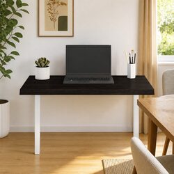 Handcrafted Solid Oak Table Top 80x40x4 cm Dark Brown Finish