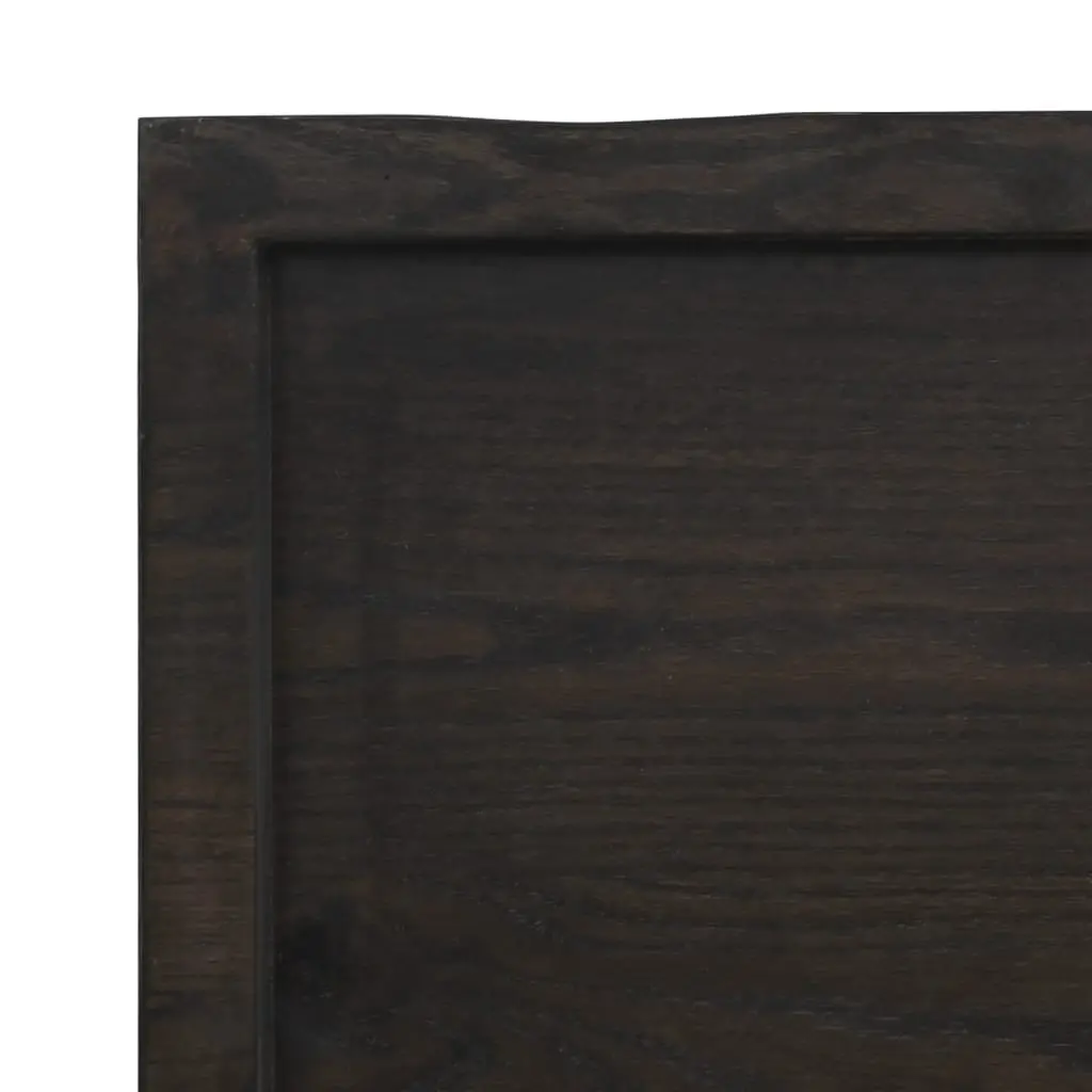 Wooden Table Top 80x40x4 cm Solid Oak Dark Brown Treated Handmade Live Edge