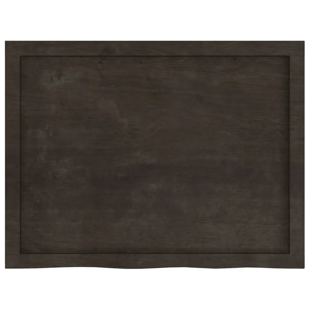 Wooden Table Top 80x60x4 cm Solid Oak Dark Brown Handcrafted Live Edge