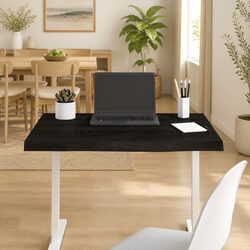 Wooden Table Top Dark Brown Solid Oak Treated Surface Replacement 80x60x6 cm