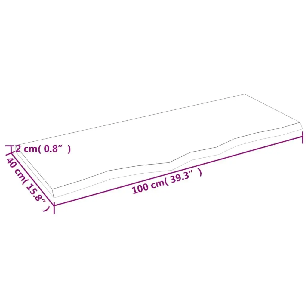 Table Top Solid Oak Wood Dark Brown Treated 100x40x2 cm Replacement Tabletop