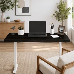 Solid Oak Wood Table Top Dark Brown 100x40cm Treated Handcrafted Live Edge