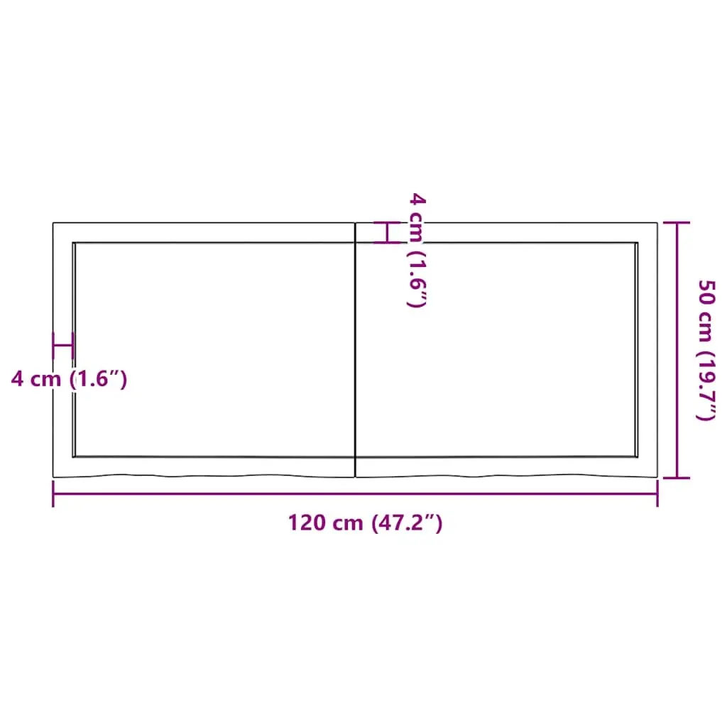 Solid Oak Wood Table Top 120x50cm Dark Brown Treated Replacement Board Folding