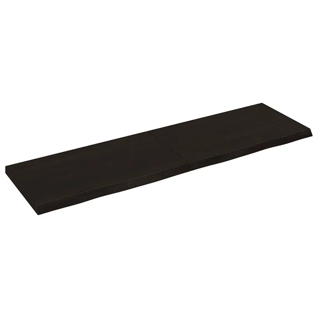 Solid Oak Wood Table Top 140x40cm Dark Brown Live Edge Handmade Replacement