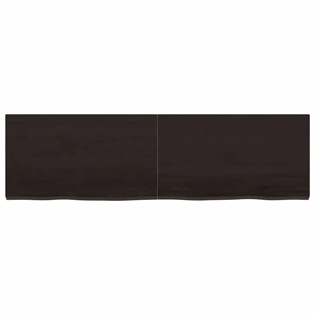 Solid Oak Wood Table Top 140x40cm Dark Brown Live Edge Handmade Replacement