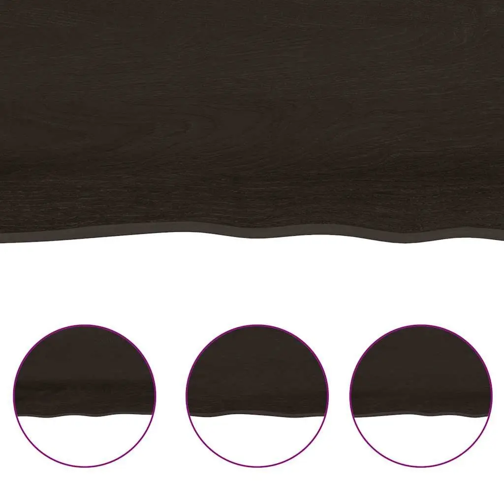 Solid Oak Wood Table Top 140x40cm Dark Brown Live Edge Handmade Replacement