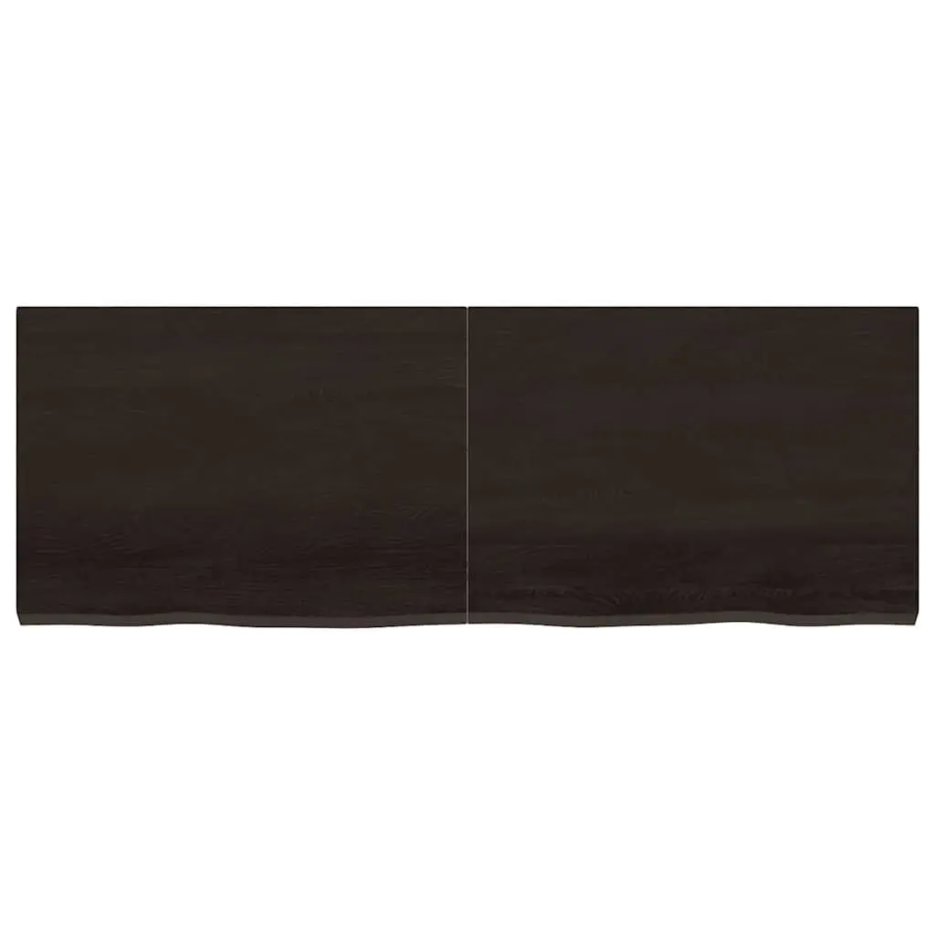 Solid Oak Wood Table Top 140x50cm Dark Brown Handmade Live Edge