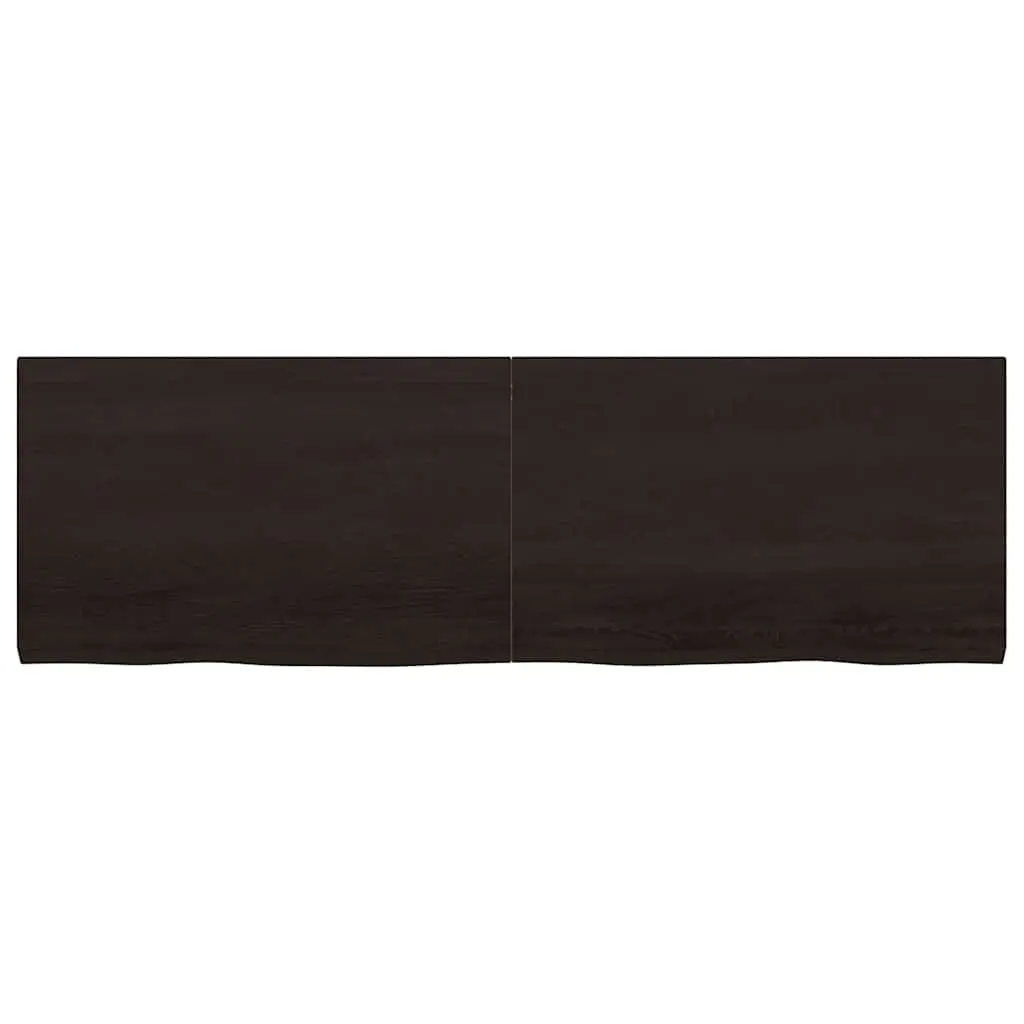 Solid Oak Wood Table Top 160x50x4 cm Dark Brown Handmade Live Edge
