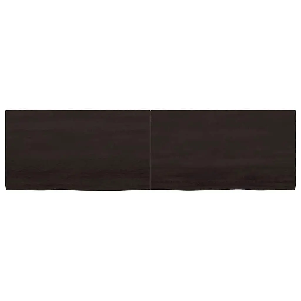 Solid Oak Wood Table Top 180x50cm Dark Brown Live Edge Handcrafted