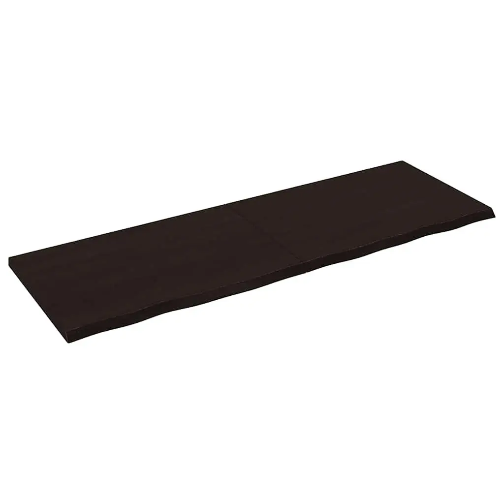 Wooden Table Top 180x60cm Solid Oak Handcrafted Live Edge Brown