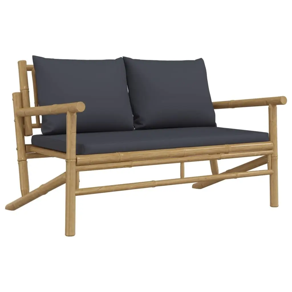 Outdoor Furniture Set 4 Piece Modular Bamboo Garden Lounge with Cushions