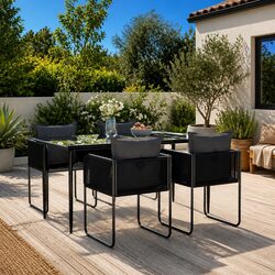 5 Piece Black Garden Dining Set for Your Outdoor Retreat