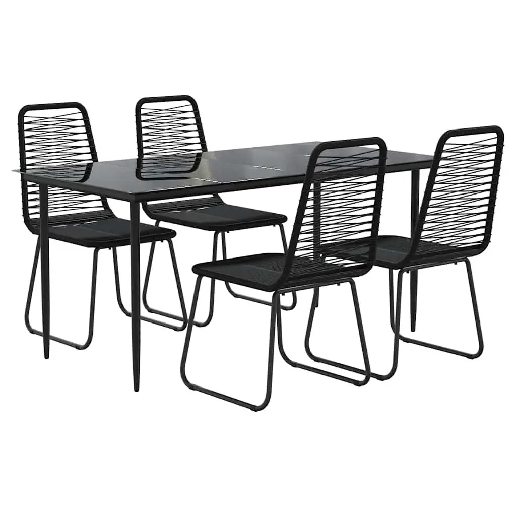 Garden Dining Set 5 Piece Black Weather Resistant PE Rattan Table and Chairs