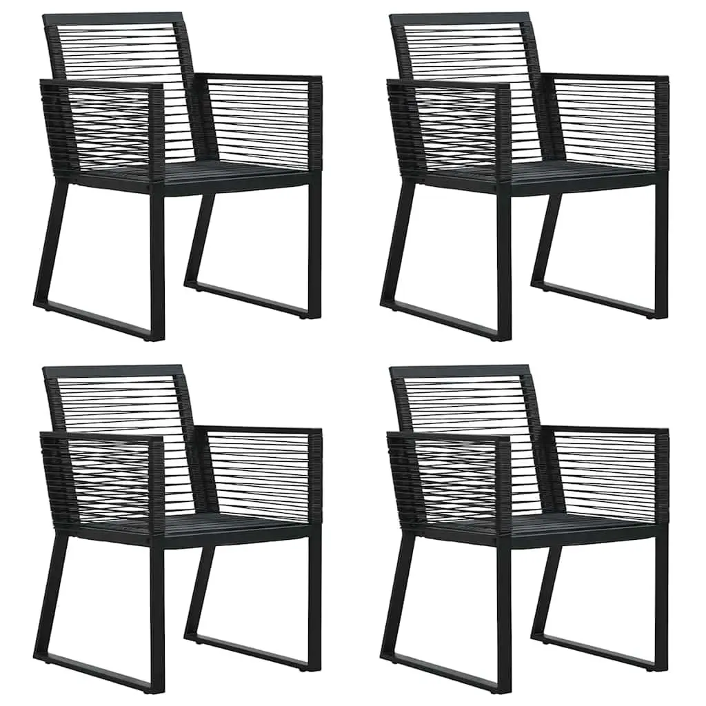 Outdoor Garden Dining Set 5 Piece Black Rattan Chairs Table Weather Resistant