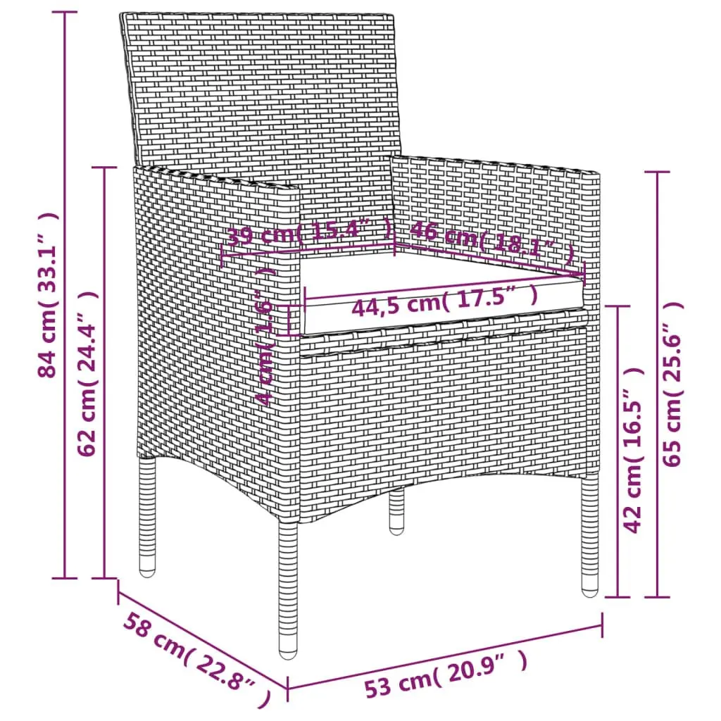 Garden Dining Set 5 Piece Outdoor Furniture Grey Weather-Resistant PE Rattan Frame with Cushions