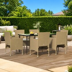 Transform Your Space with a 7 Piece Beige Outdoor Dining Set