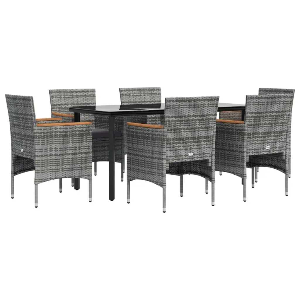 Garden Dining Set 7 Piece Outdoor Patio Furniture Weather-resistant PE Rattan Frame with Cushions