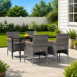 Contemporary Outdoor Dining Set with Cushions