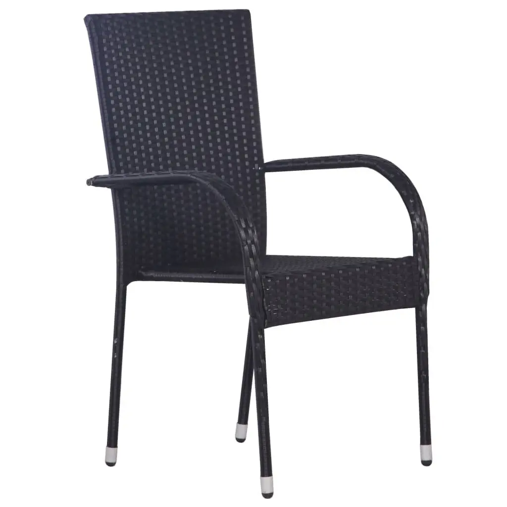 5 Piece Outdoor Furniture Set Black PE Rattan Dining Table and Chairs Weather Resistant