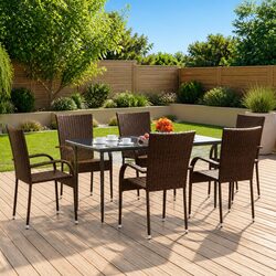 Enhance Your Patio with 7-Piece Brown Garden Dining Set