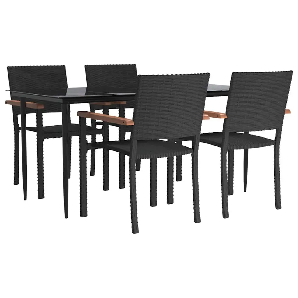5 Piece Black Garden Dining Set Outdoor Patio Furniture with Chairs and Table