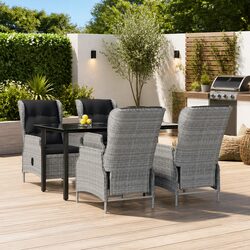 Outdoor 5-Piece Dining Set with Grey Poly Rattan Chairs