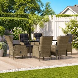 7-Piece Outdoor Patio Dining Set in Brown Rattan
