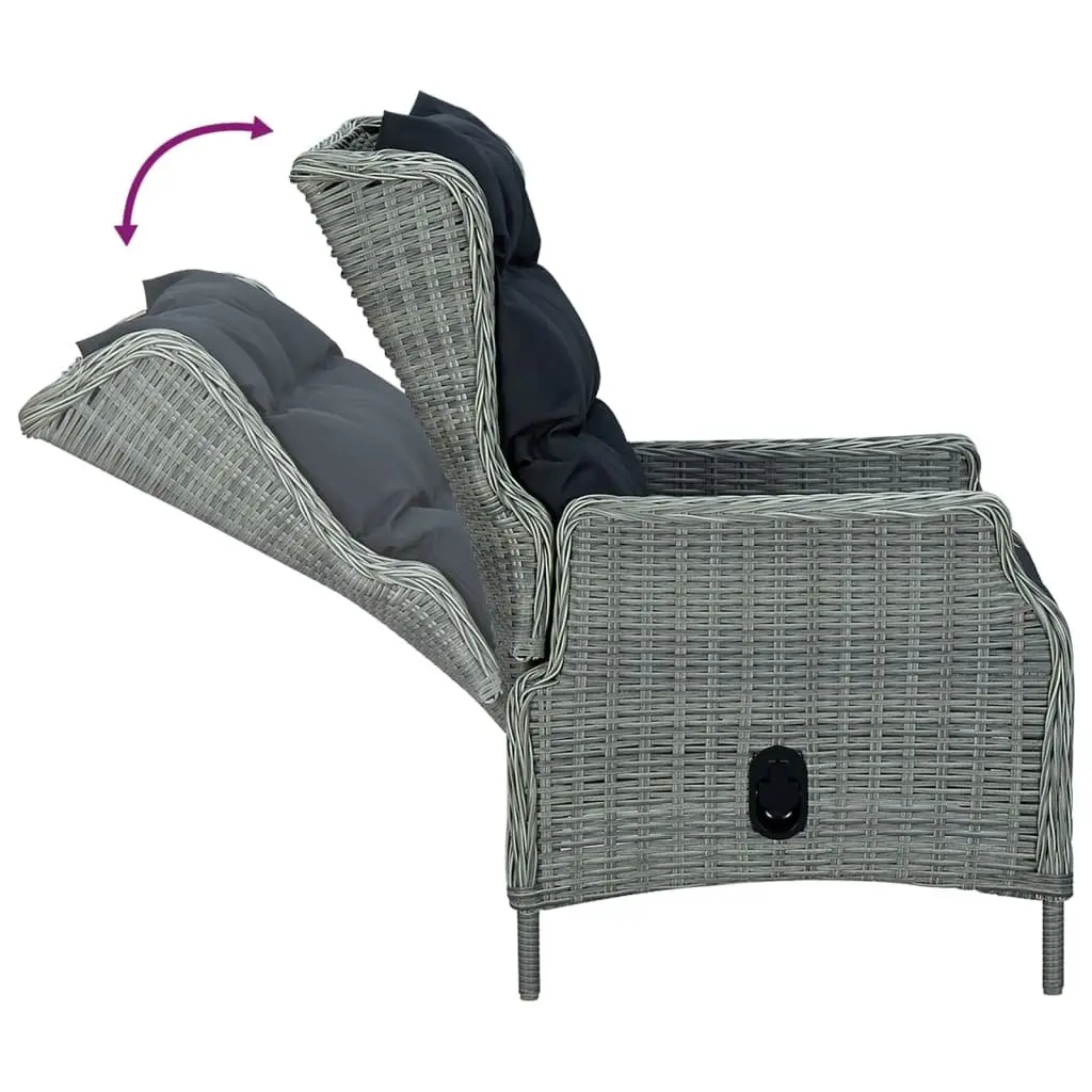 Grey Poly Rattan 5 Piece Garden Dining Set Outdoor Furniture with Table and Adjustable Backrest Chairs