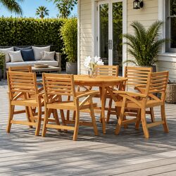 Enhance Your Patio with This 7 Piece Acacia Dining Set