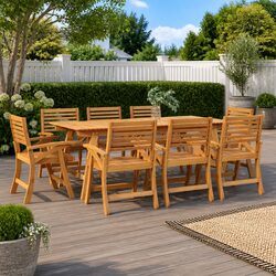 Outdoor Garden Chairs 8 pcs Solid Wood Acacia Brown Patio Seating Furniture