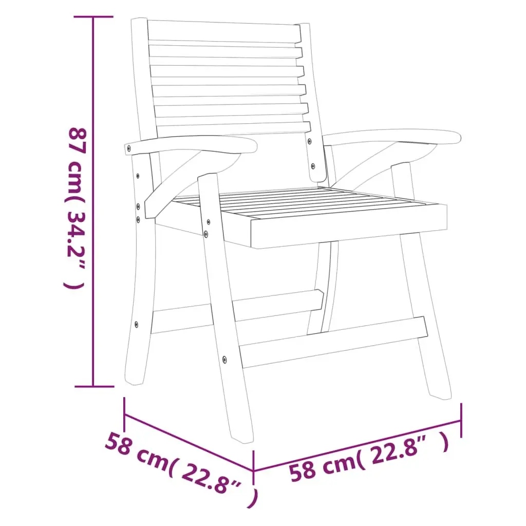 Outdoor Garden Chairs 8 Piece Solid Wood Acacia Brown Patio Seating Furniture