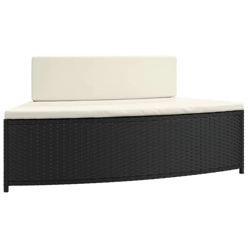 Hot Tub Surround Outdoor Rattan Wood Spa Accessories with 2 Benches and Cushions Black