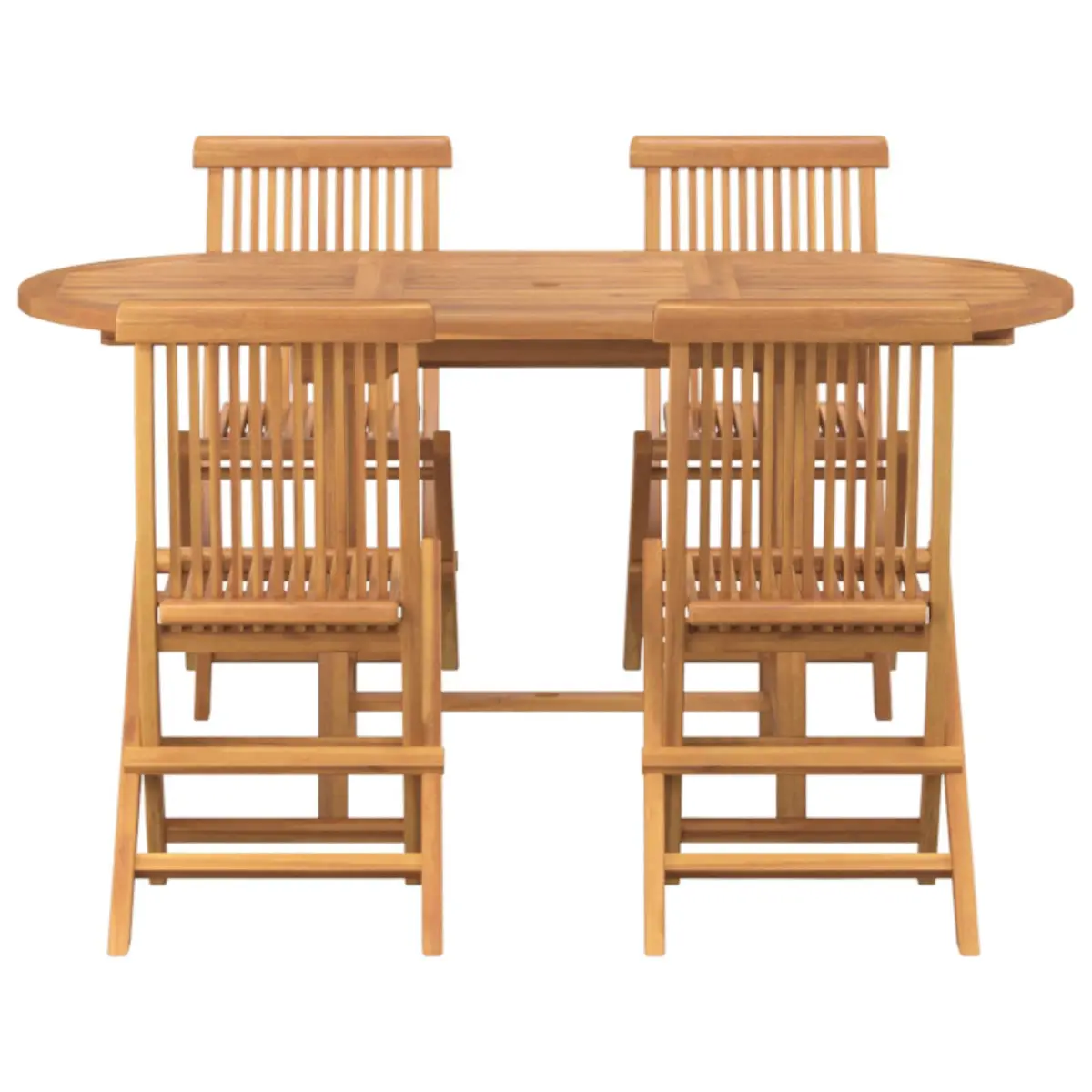 Garden Dining Set 5 pcs Outdoor Table Chairs Brown Solid Teak Wood Furniture