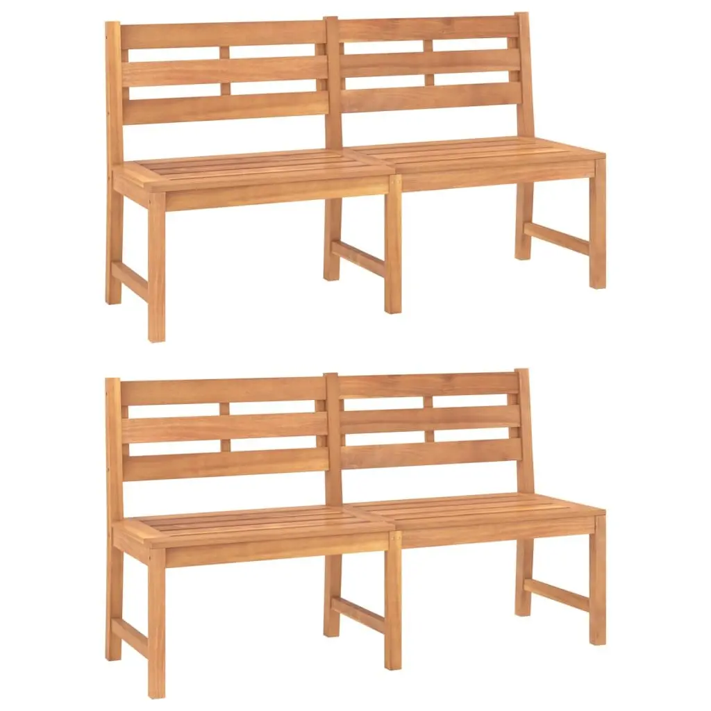 Garden Dining Set 3 Piece Teak Wood Outdoor Furniture with Backrest Benches